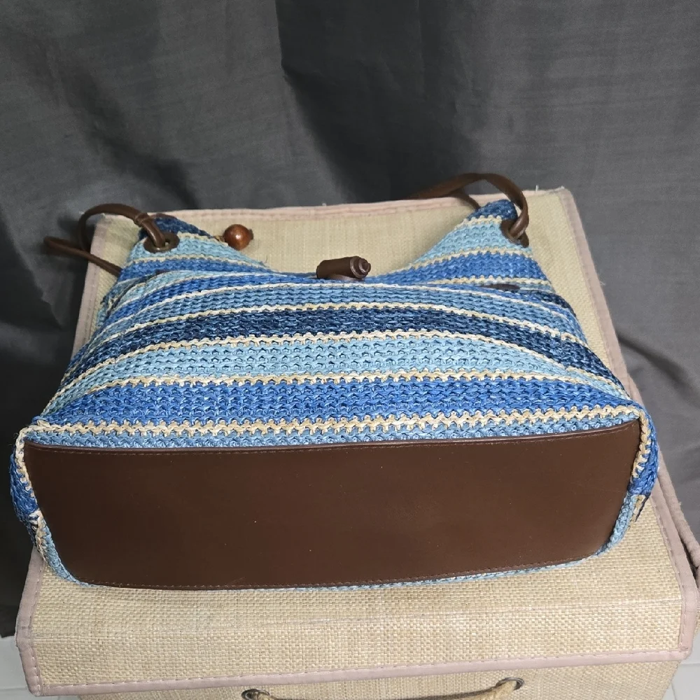 Relativity Blue and Brown Striped Shoulder Bag - Picture 5 of 13